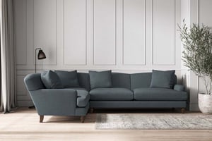 nkuku Deni Left Hand Corner Sofa | Make To Order | Grand | Brera Linen Dusk