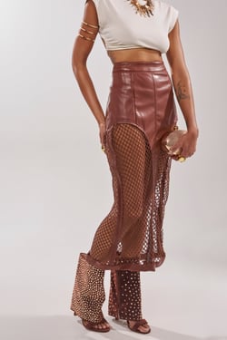 AKIRA Gold Rayssa Burnt Orange Gold Hardware Embellished Stiletto Sandal | Size 11