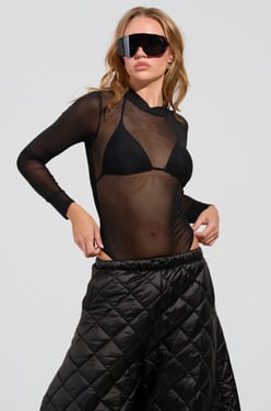 AKIRA New Body Long Sleeve Mesh Bodysuit | Black | Size 2X