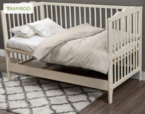 QE Home Bamboo Cotton Crib in Sized Duvet Cover, Bamboo Cotton in Driftwood, Beige