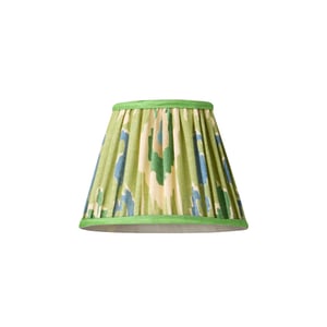 18cm pendant shade in green blue Bokhara gathered linen by GP & J Baker