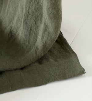 Olive Green 100% Linen Loop Top Curtain (Single)