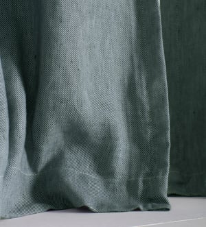 Darkest Spruce Twill Cotton Linen Blackout Pencil Pleat Curtains (Pair)