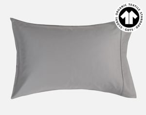 QE Home 300TC Organic Cotton Pillowcases in Sleet (Set of 2), GOTS Certified, Grey, King