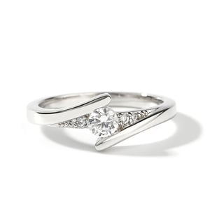 Jeulia Bypass Design Round Cut Sterling Silver Women's Ring