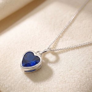 Mini Heart Sapphire September Birthstone Necklace