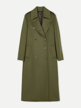 Double-Breasted Cashmere Coat - XL / avocado / WC65-0038/1481