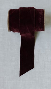 Hand Dyed Velvet Ribbon - Wide -47.5-50mm / 2" / Bordeaux