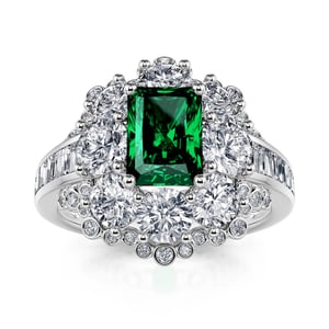 Jeulia Halo Radiant Cut Sterling Silver Ring