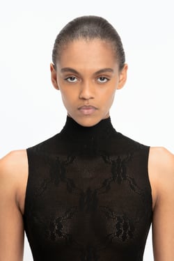 Victoria Beckham High Neck Bodysuit In Black - XL - Womens