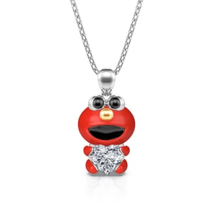 Jeulia Hug Me "Cookie Monster" Heart Cut Sterling Silver Necklace