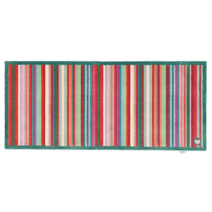 Bright Green Stripe Washable Runner - 65x150cm