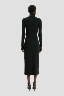 Victoria Beckham Button Midi Skirt In Black - XL - Womens