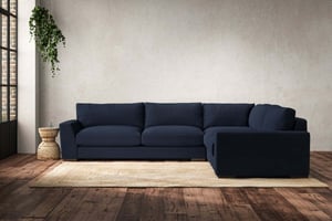 nkuku Guddu Large Right Hand Corner Sofa | Make To Order | Brera Linen Indigo | No Colour