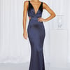 Sunset Views Satin Midi Dress Dark Blue