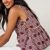 Burgundy Gingham Side Tie Swing Top