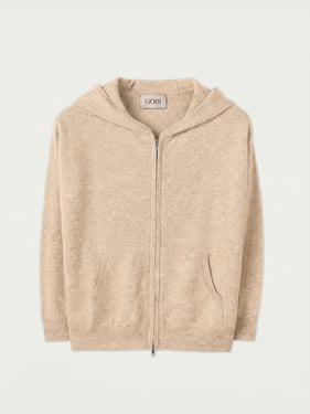 Organic Color Unisex Zipper Hoodie - 11-12 years / Beige / KK0039-0002/0000