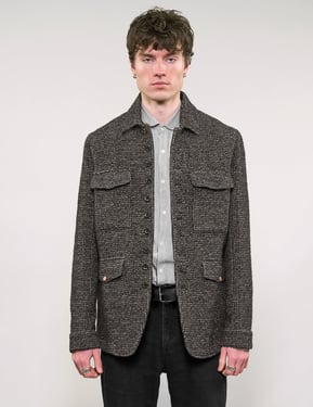 IMMORTAL Monaco Car Coat - Tweed Charcoal and Black