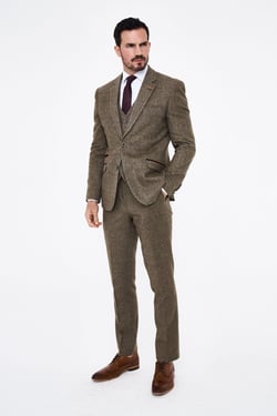 House of Cavani Gaston Sage Tweed Three Piece Suit
