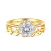 Jeulia Sapling Halo Round Cut Sterling Silver Ring Set