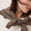 Brown Crochet Trim Triangle Scarf