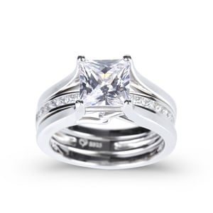 Jeulia Interchangeable Princess Cut Sterling Silver Ring Set
