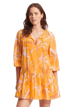 Palm Paradise Tier Kaftan Rockmelon - L