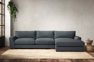 nkuku Guddu Large Right Hand Chaise Sofa | Make To Order | Brera Linen Dusk | No Colour