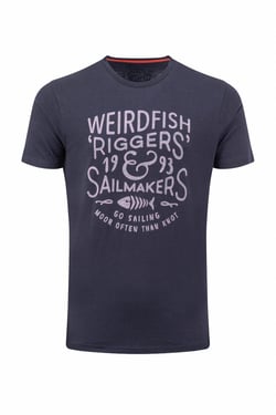 Weird Fish Riggers Organic Cotton Reverse Print Graphic T-Shirt Midnight Size 3XL