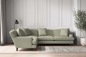 nkuku Deni Left Hand Corner Sofa | Make To Order | Super Grand | Recycled Cotton Seaspray