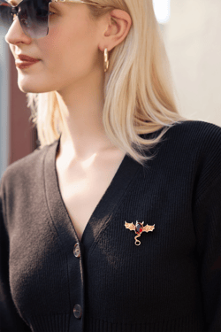 Womens Red Gold Halloween Brooch | CicyBell - Red Gold