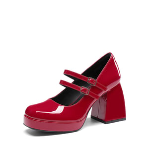 DREAM PAIRS Women   s Y2K Double Strap Chunky Mary Janes
