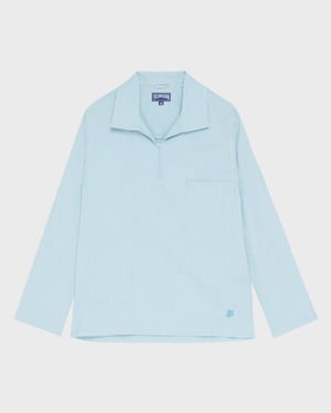 Vilebrequin - Men Ultrafine Wool Peajacket Shirt Micro Rayures Tailoring - Shirt - Comores - Blue - Size XXXL