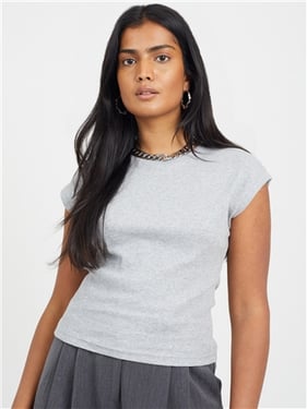 Brave Soul Rib Sleeveless Top - Grey - 8