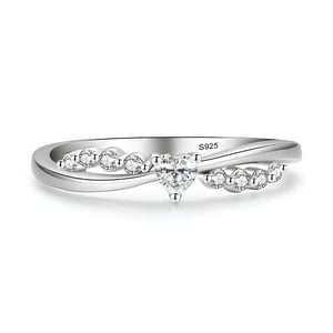 Jeulia Twist Cherished Heart Engagement Ring Sterling Silver