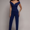 Goddiva Bardot Scuba Romper - Navy Blue