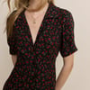 Black Floral Collared Chrissy Midi Dress