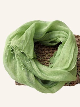 100% Linen Lightweight Solid Color Scarf BIANCA - Fresh Green / One-Size