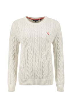 Weird Fish Amberise Crew Neck Cable Knit Jumper Light Cream Size 8