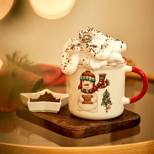 Frosty Porcelain Mug and Snack Set (Set of 2)