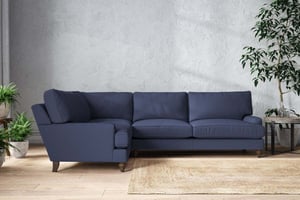 nkuku Marri Left Hand Corner Sofa | Make To Order | Grand | Recycled Cotton Navy