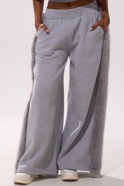 AKIRA Luxe Fur Jogger Pants | Grey | Size 1X/2X