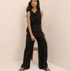 Black Relaxed Wide Leg Trouser