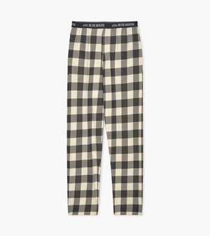 Cream Plaid Men's Stretch Cotton Pajama Pants