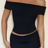 BASE Luxe Rib Off Shoulder Top Black
