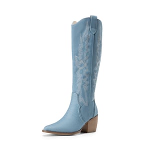 DREAM PAIRS Dallas Embroidered Western Cowboy Knee High Boots