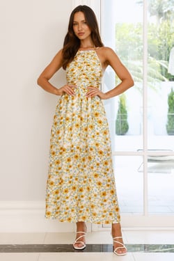 Chasing Summer Halter Midi Dress Print