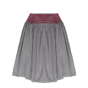Damson Madder Layla Godet Midi Skirt Black & White Gingham