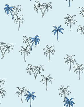 Palms' Wallpaper by Tea Collection - Cerulean - Traditional / 27 in. x 27 ft.