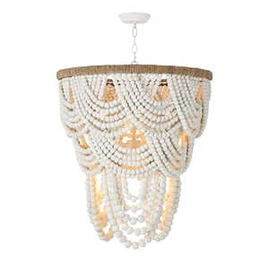 Lorelei White Wood Bead Chandelier